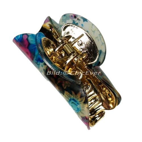 Haargreifer 8,5cm Blumen Acryl Haarkneifer Wellenreiter Haarspange blau pink gold 5214b